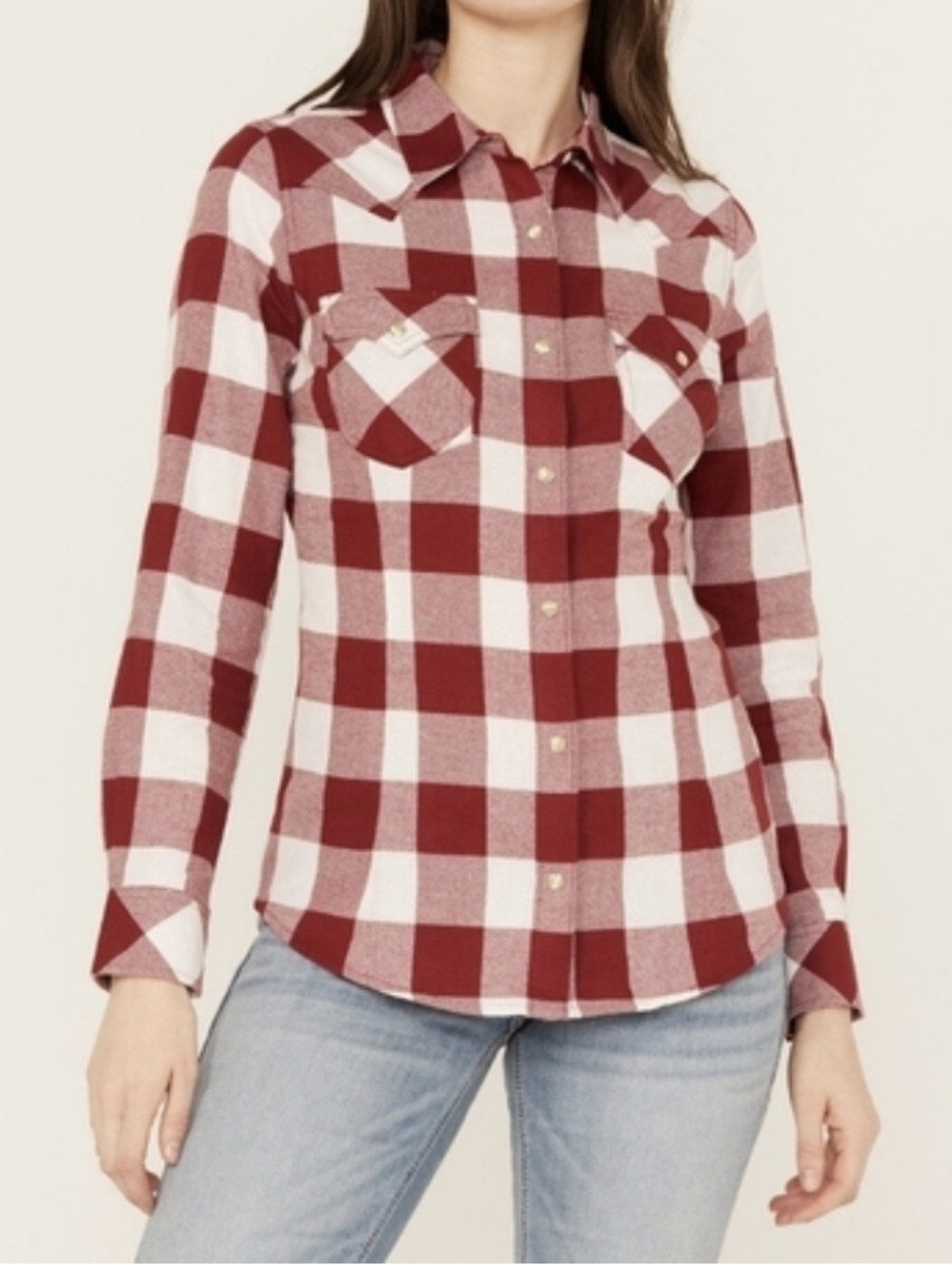 Wrangler Retro Tan and Cream Plaid Shirt..SIZE:M